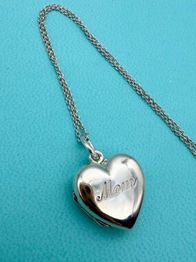 Tiffany & Co. 16” Euc small mom locket necklace sterling silver